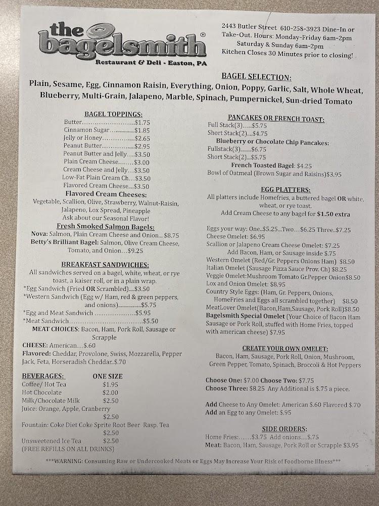 Bagelsmith Restaurant & Deli Menu image 1